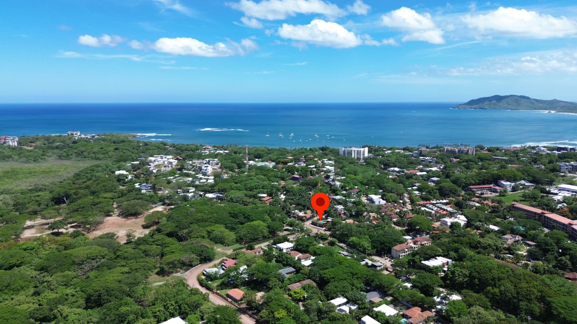 Aerial view of Tamarindo and the Pacific coast of Guanacaste